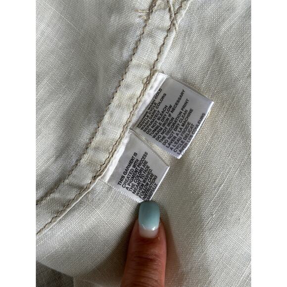 Tommy Bahama Relax Men’s XL 100% Linen Beige Tropical Aloha Hawaiian Camp Shirt - Picture 7 of 7